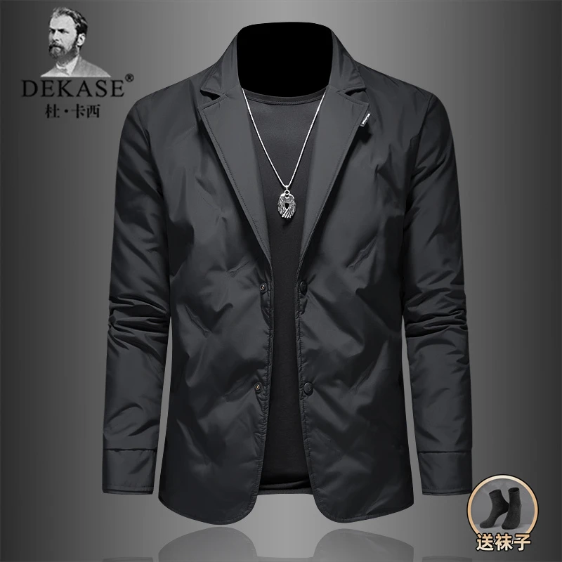 Dekase 西装羽绒男士外套秋冬款新款商务时尚休闲西服男款上衣