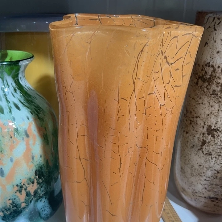 琉璃手工艺品绿色白菜花瓶花器高31口13