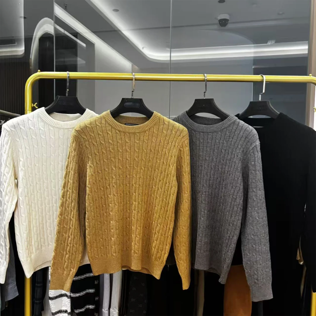 复古风！编织麻花！秋冬新款男士纯色百搭保暖柔软时尚圆领针织衫