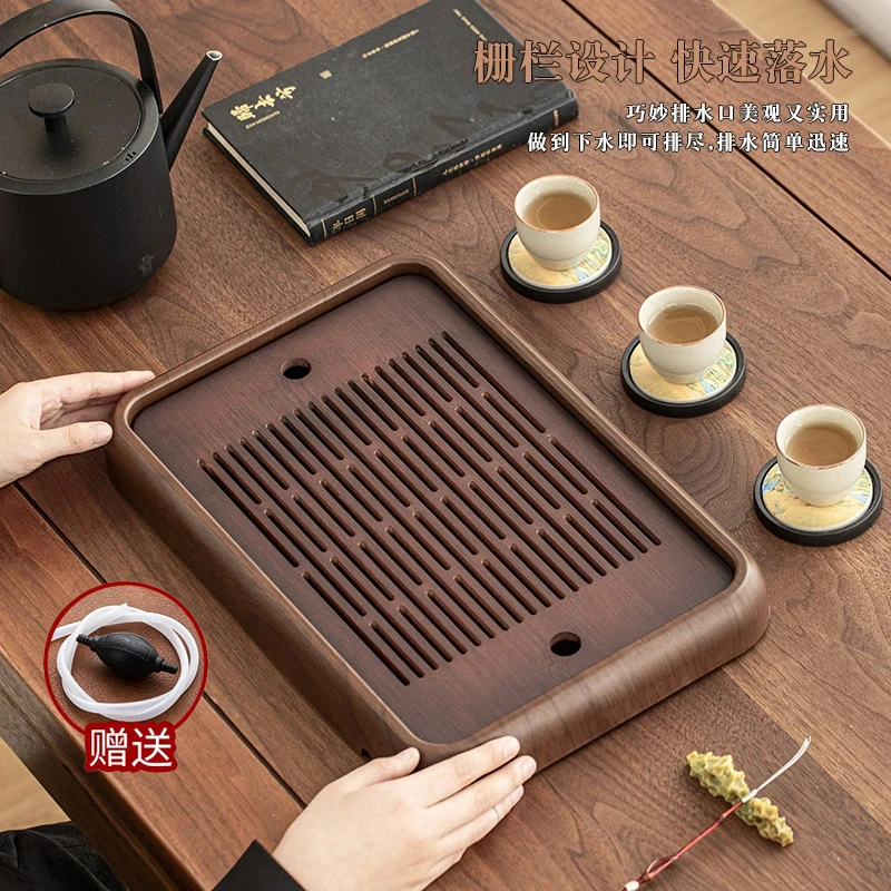39*26竹制茶盘家用简约干泡盘密胺边框储排水两用（送水管水球）