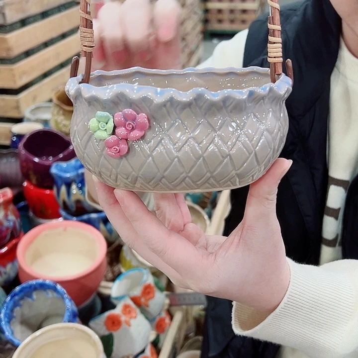 有孔，凑单福利满10元发货陶瓷多肉花盆！