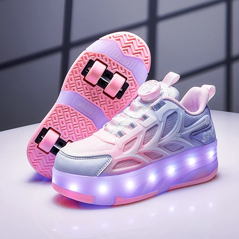 女童暴走鞋充电发光四轮儿童轮滑鞋八轮溜冰鞋roller玩具skate