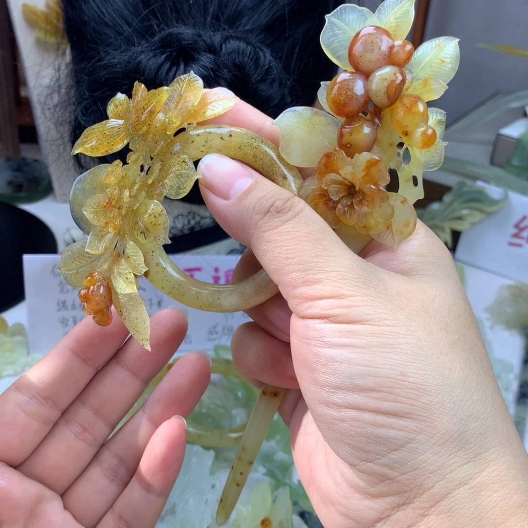 水****蛇纹石玉未镶嵌发饰