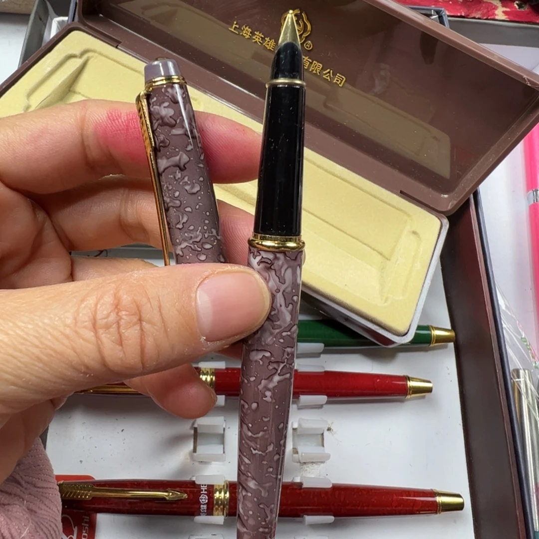 便携式紫色暗花156半明尖全铜内胆带盒子