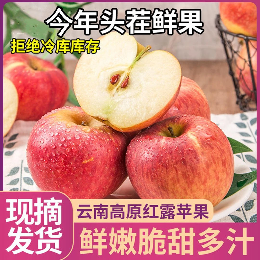 云南昭通现摘冰糖心高原红露丑苹果脆甜多汁营养丰富新鲜果4.5斤