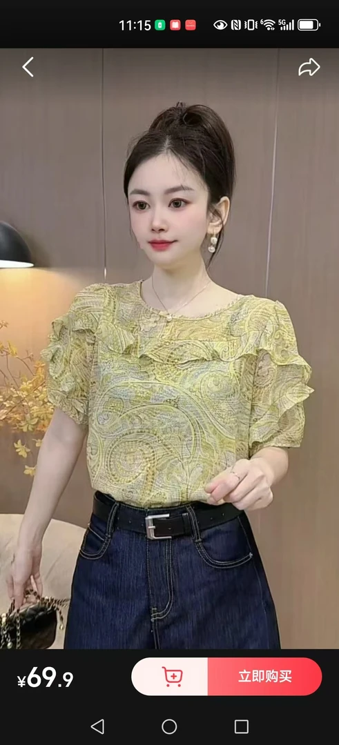 夏季不褪色短款印染印花镂空衬衫显瘦女装时尚洋气