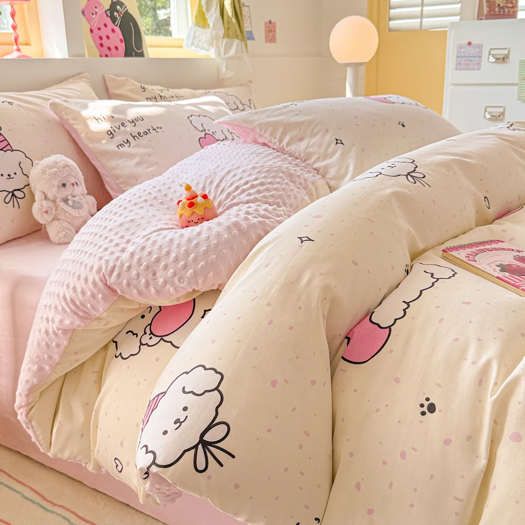 40支可拆洗透气春季秋季床品套件单人 双人绒被奶绒被套