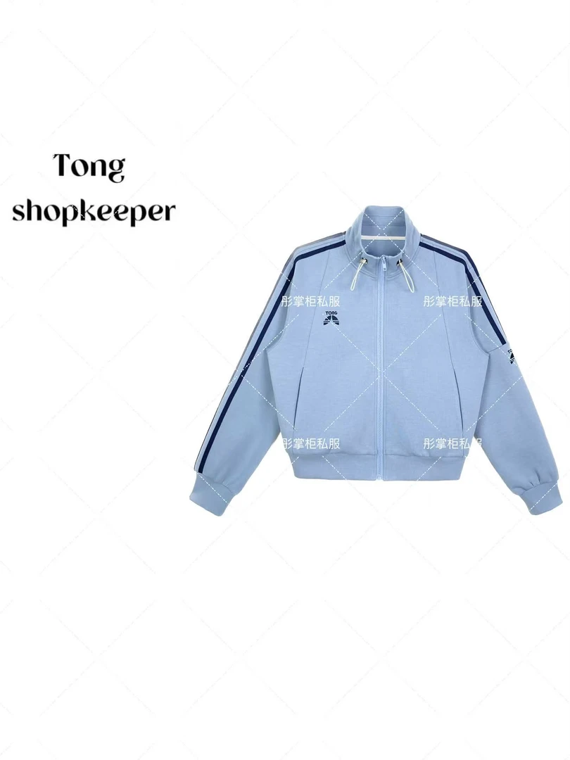 QJ/彤掌柜1681472 春款25掌柜原创线条裁剪条纹杠拼接抽绳外套