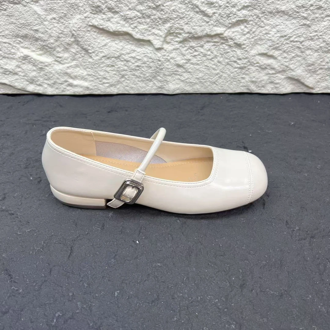 夏季新款低底单鞋女一字带玛丽珍女鞋软底休闲小皮鞋 X 检 7960