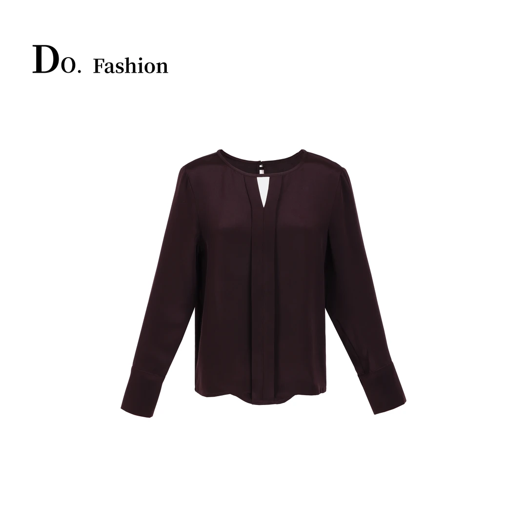 【Do.Fashion欧阳】“米兰假日”100桑蚕丝捏褶衬衫气质时尚打底衬衣