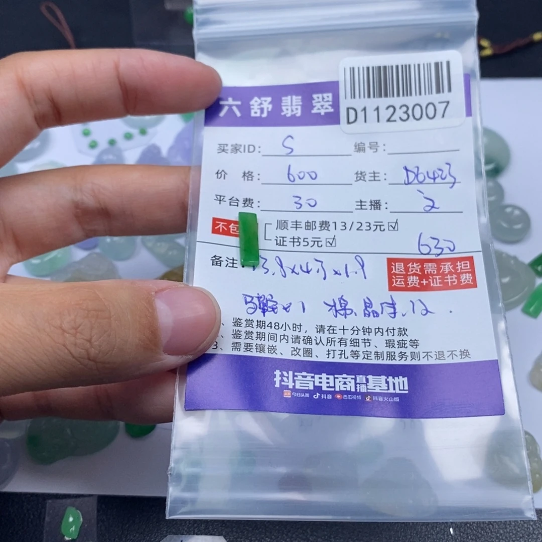 S***0翡翠未镶嵌吊坠(不含链)D1123007