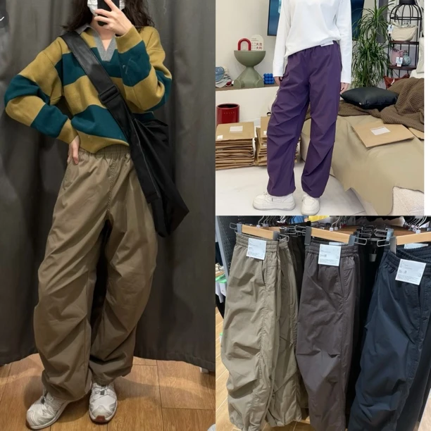 商柜在售 情侣秋冬伞兵裤加绒加厚宽松休闲裤长裤直筒显瘦户外