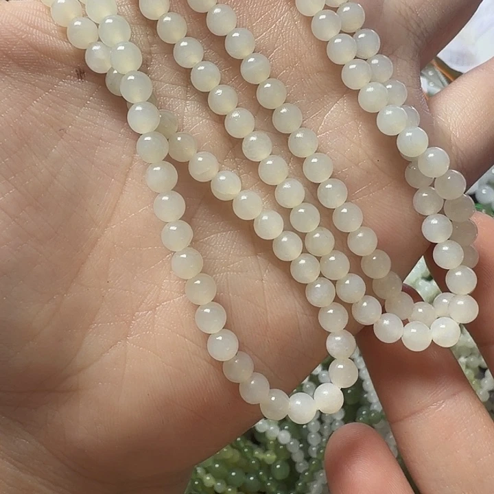 和田玉未镶嵌手链卡4.5mm白玉多圈