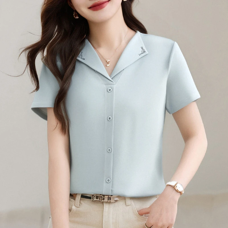 【气质减龄新款短袖】2025夏季女士设计感宽松半袖薄款显瘦透气上衣