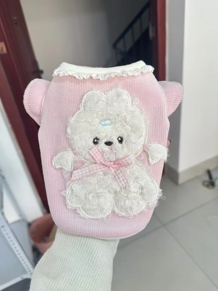 猫狗衣服秋冬可爱加绒背心保暖宠物飞袖小狗