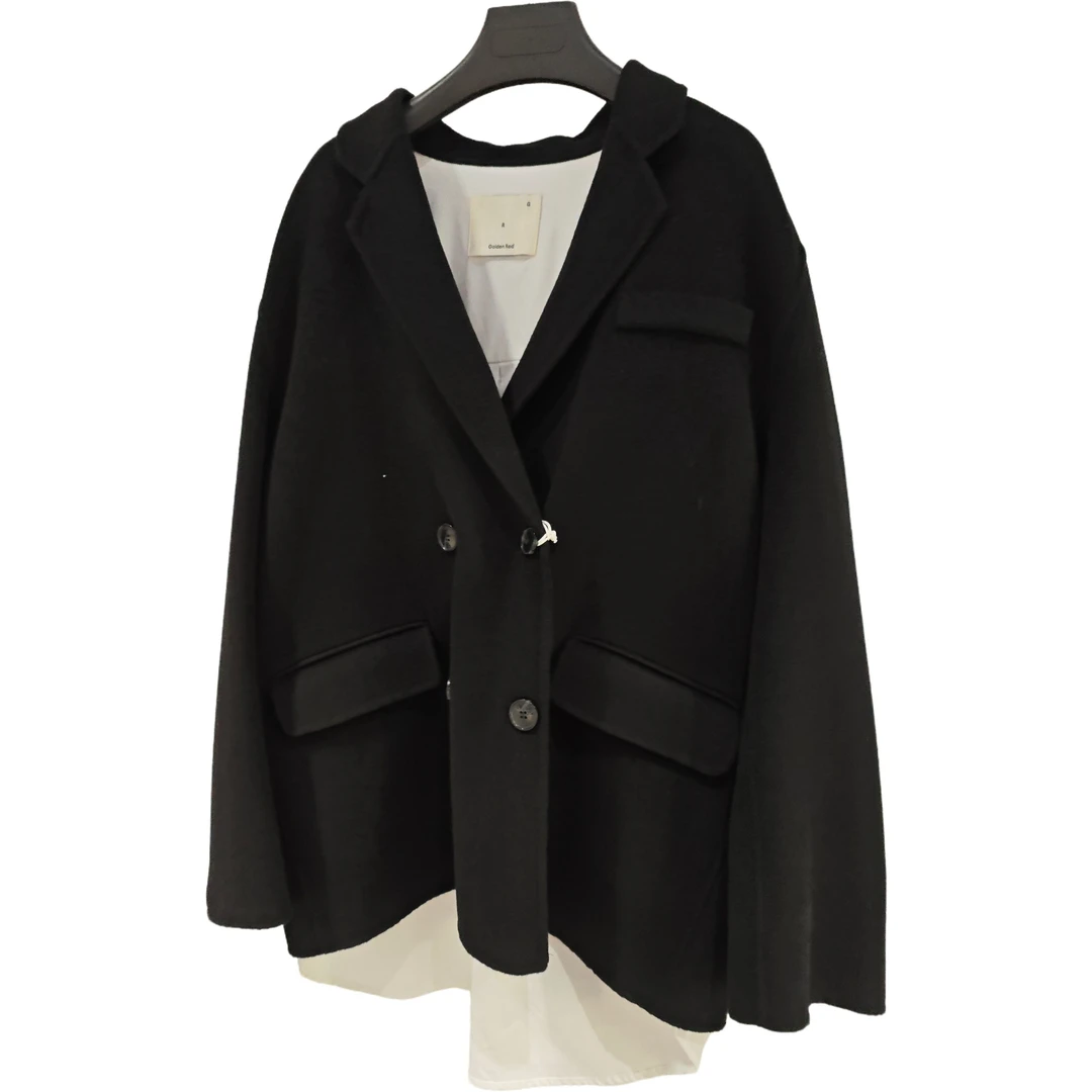 6116 GR假两件设计双面呢西装外套12R86