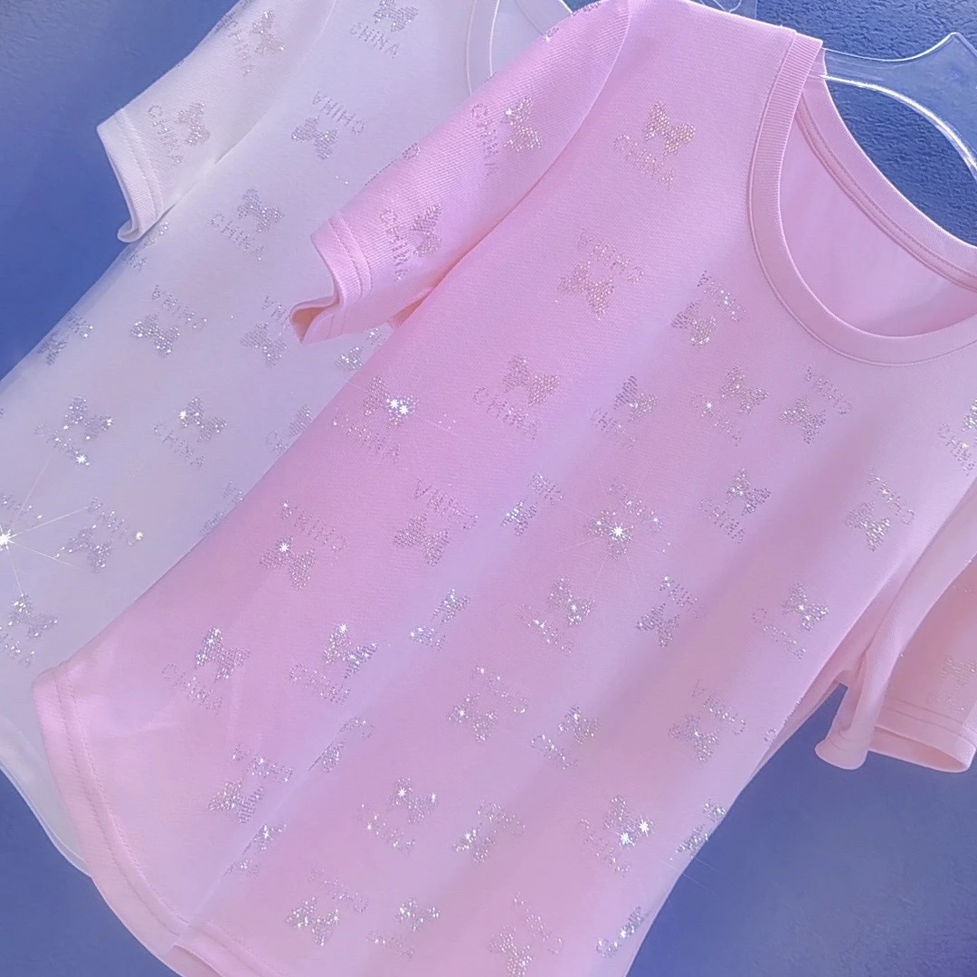 七彩蝴蝶半袖！半袖烫钻重工2025夏款