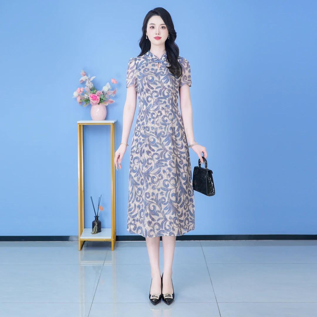 【SJYH1636】2025年夏季新款时尚优雅减龄连衣裙显瘦气质