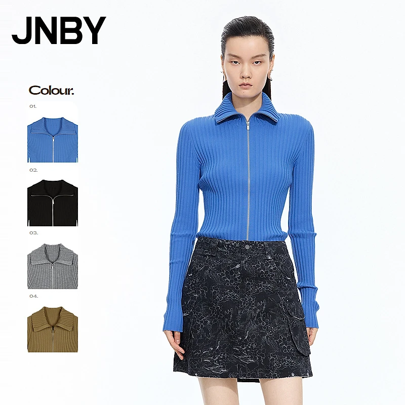 【商场同款】JNBY/江南布衣25秋新品修身绵羊毛针织开衫5P8312620