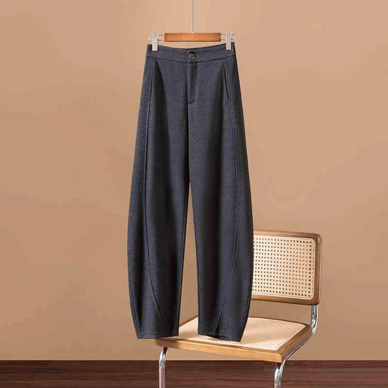 东大门高腰加绒毛呢弯刀裤女2025秋冬季新款阔腿裤显瘦时尚香蕉裤