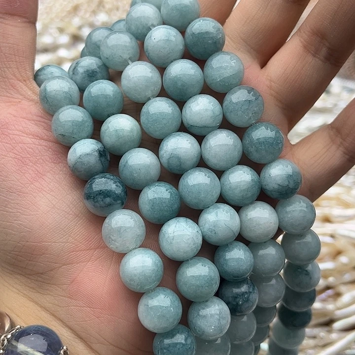 玛瑙/玉髓未镶嵌珠宝半成品2条12mm左右蓝翡翠玉