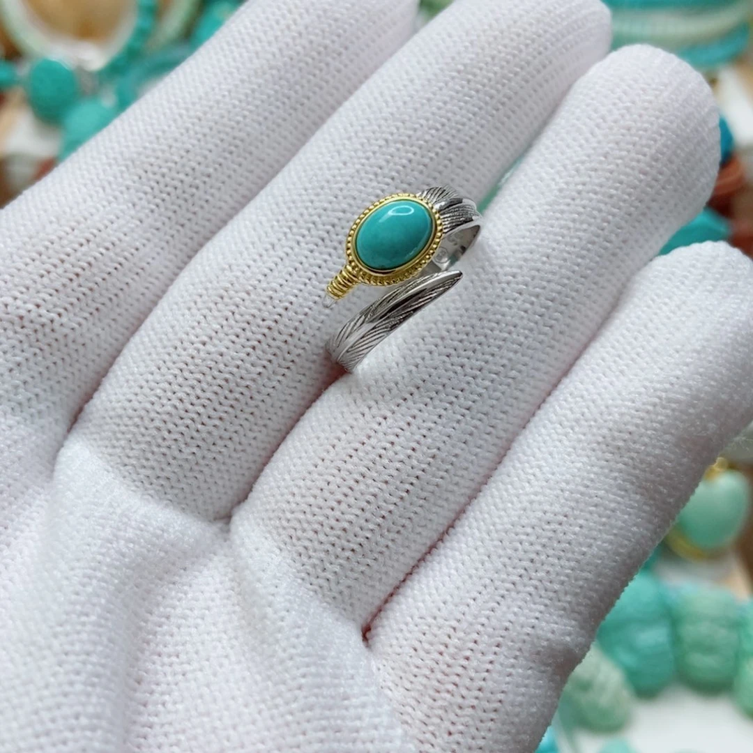 绿松石银S925镶嵌戒指