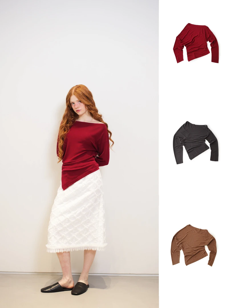 【MANZANILLA】25早春JM25SS040142 斜肩不规则针织衫