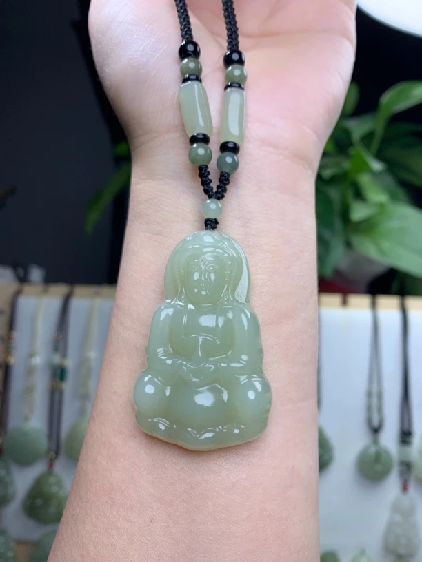 和田玉男士观音玉坠大尺寸高品质正装观音菩萨吊坠拍一发一