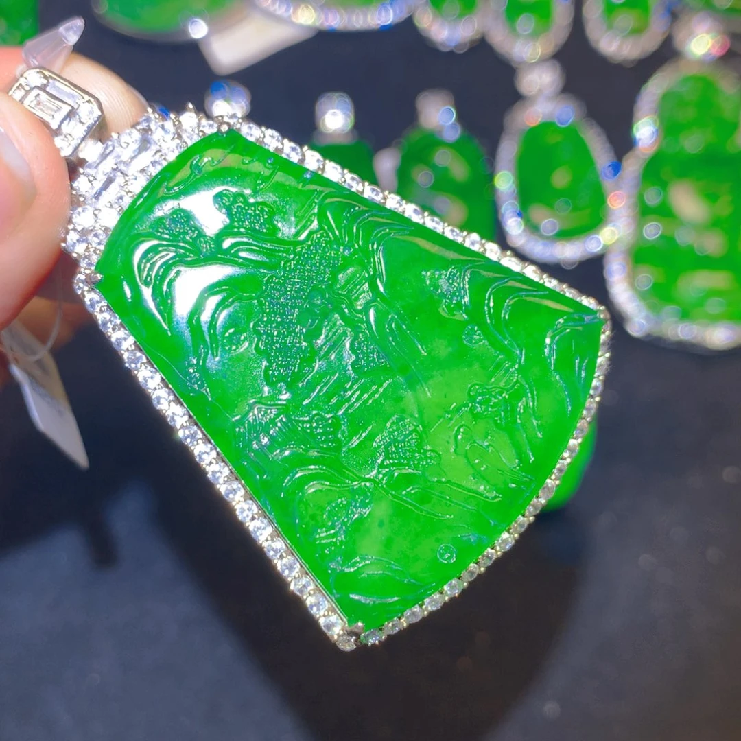 翡翠银S925镶嵌颈饰