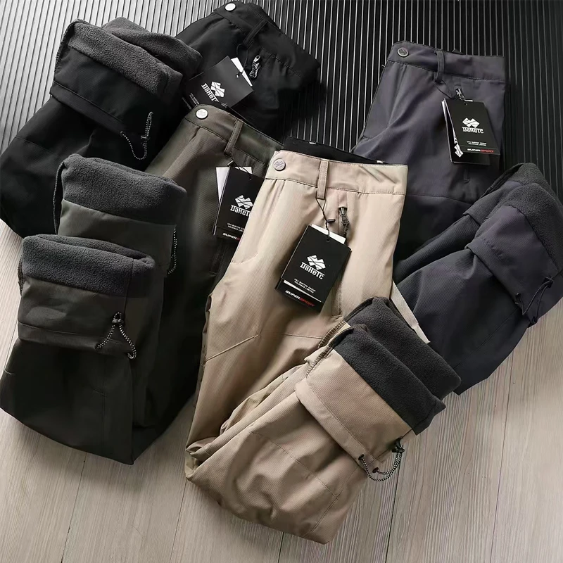 俄单！多口袋战术裤冬季男士户外运动防风加绒保暖直筒休闲裤-853