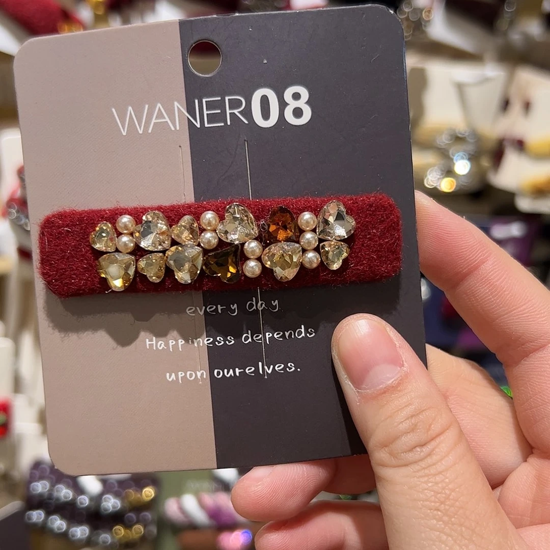 布艺非金属红色爆米花拜拜夹