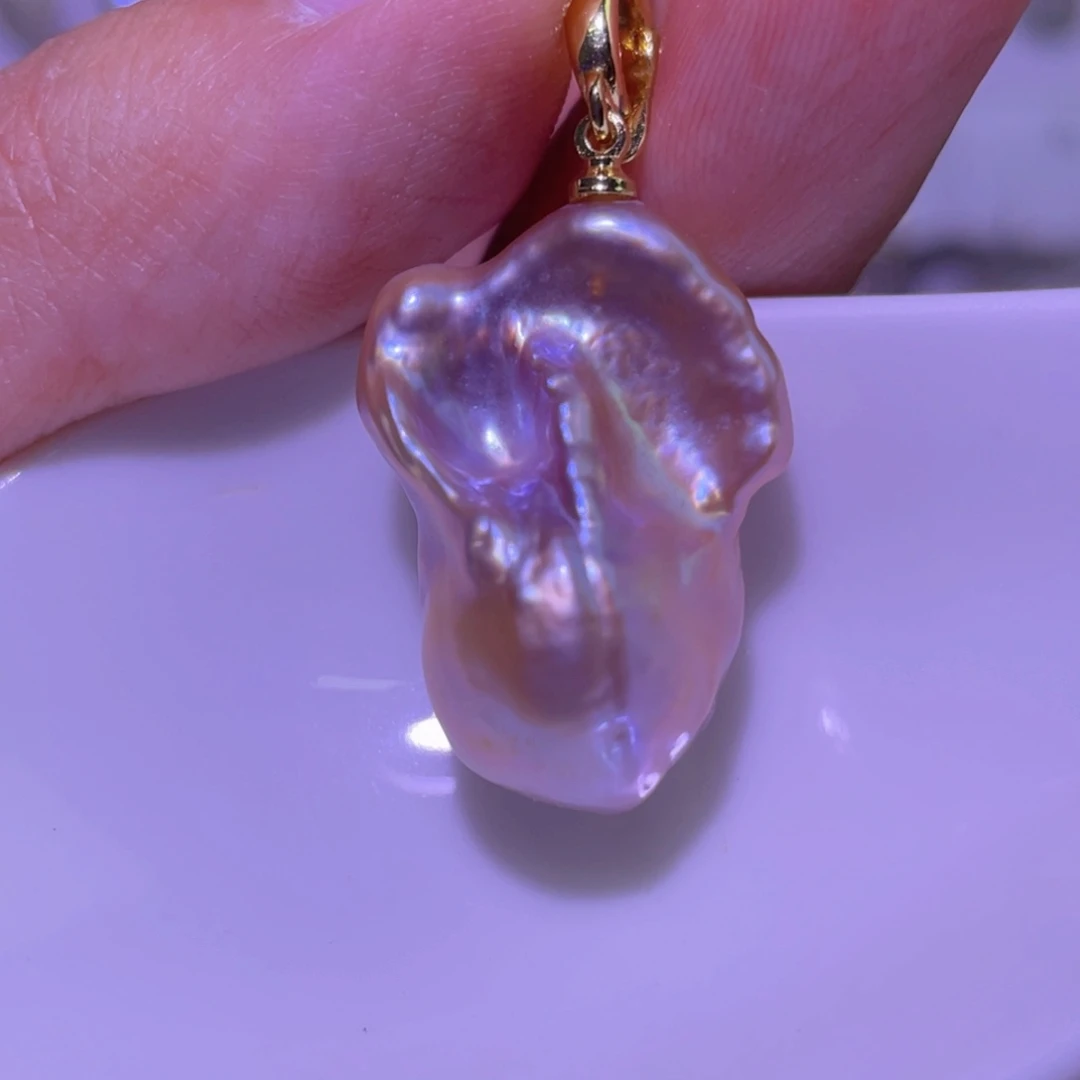 淡水珍珠银S925镶嵌天然淡水珍珠吊坠