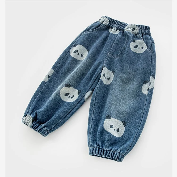 宝宝软牛仔裤春秋小少爷灯笼裤酷帅卡通男女小童收脚裤婴儿大pp裤