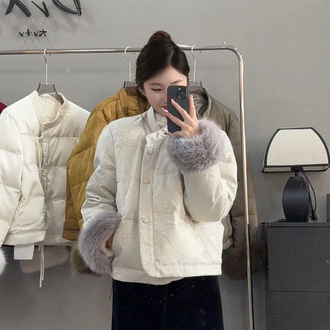 常规款棉服秋冬百搭白色冬季轻奢休闲短款时尚`