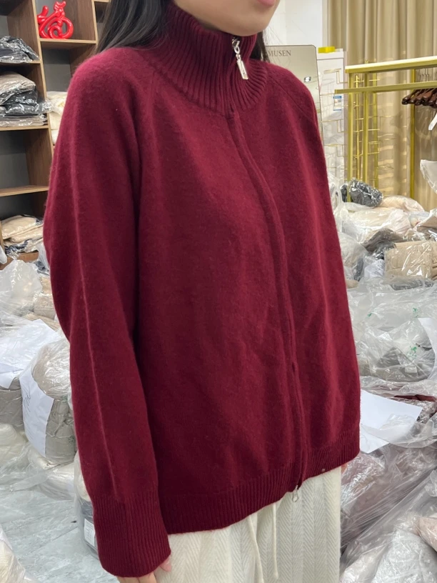 立领厚款羊绒开衫衫  yy 640