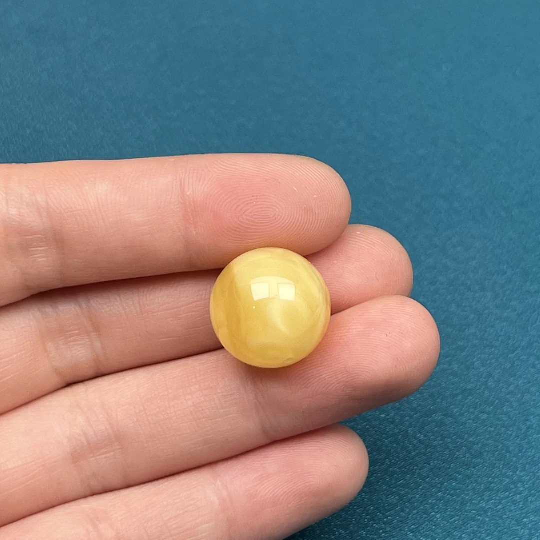 M5635天然原矿蜜蜡 鸡油黄妖花单珠 16mm 抖音基地质检发货