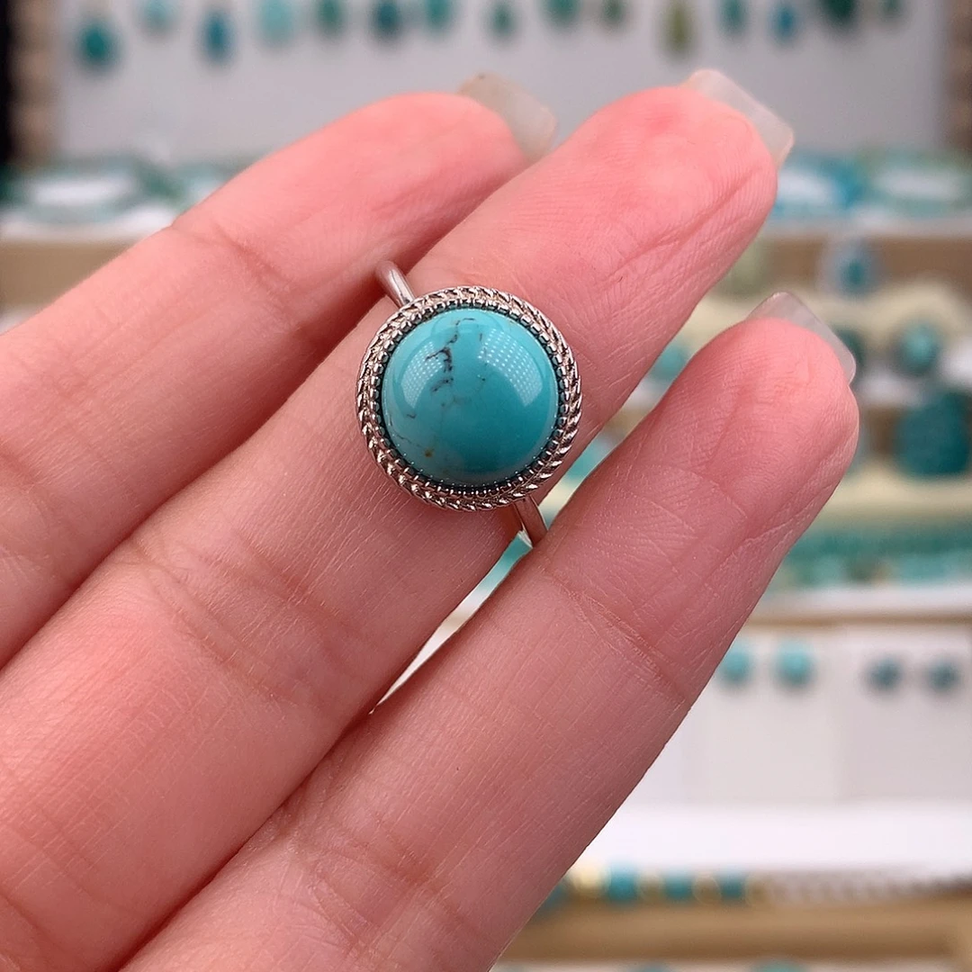 绿松石银S925镶嵌戒指