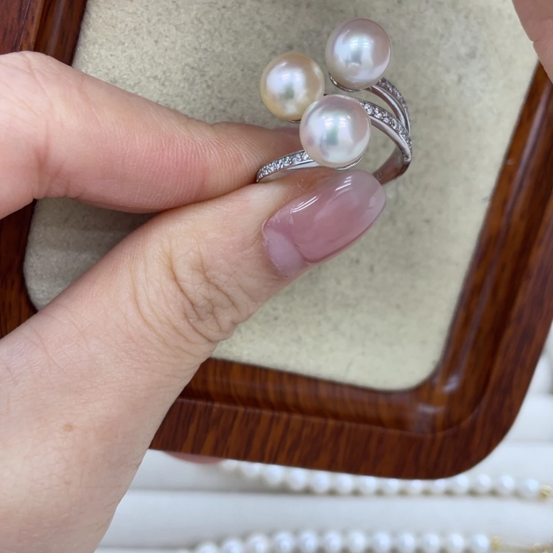 海水珍珠戒指银S925镶嵌