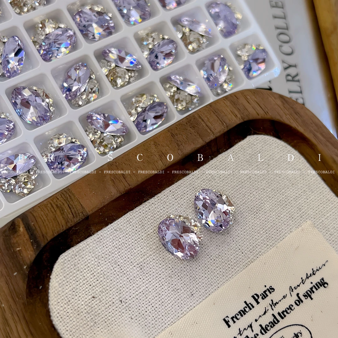 小颖美甲-2颗装紫色鸽子蛋钻球美甲饰品堆钻11*12mm