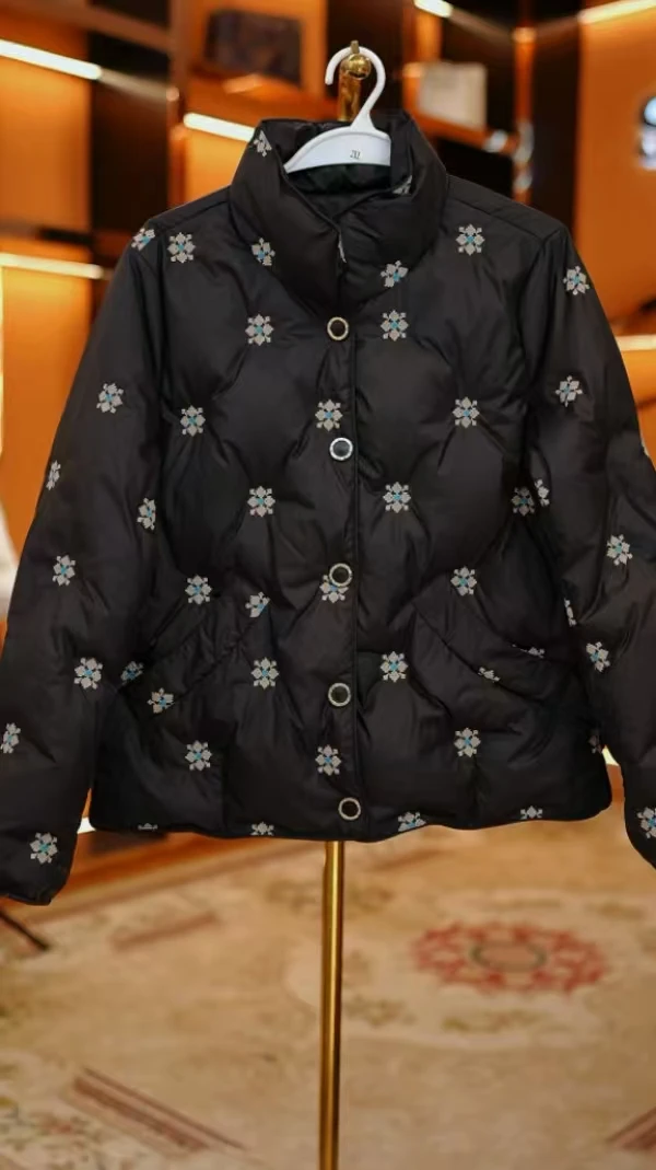2025冬装新款刺绣设计高级感洋气百搭短款羽绒服外套