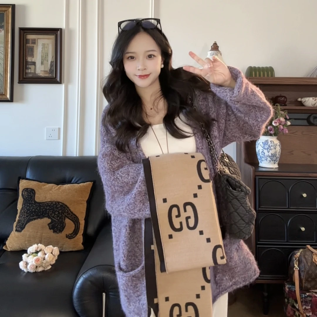 【蓉蓉专属】韩版宽松慵懒风软糯针织开衫女秋季新款8802
