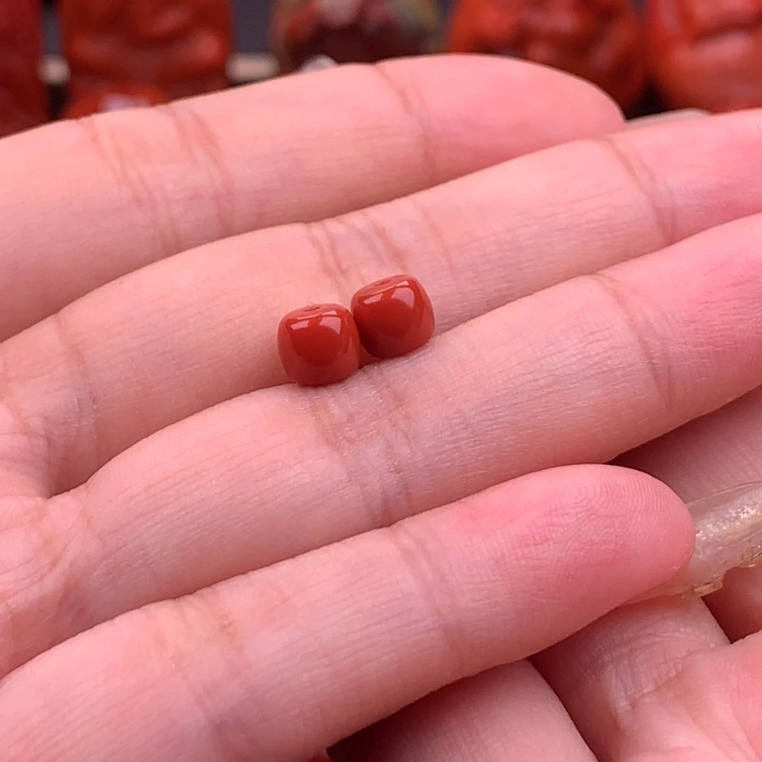 南红玛瑙南红川料直切对珠6.2mm未镶嵌富****。