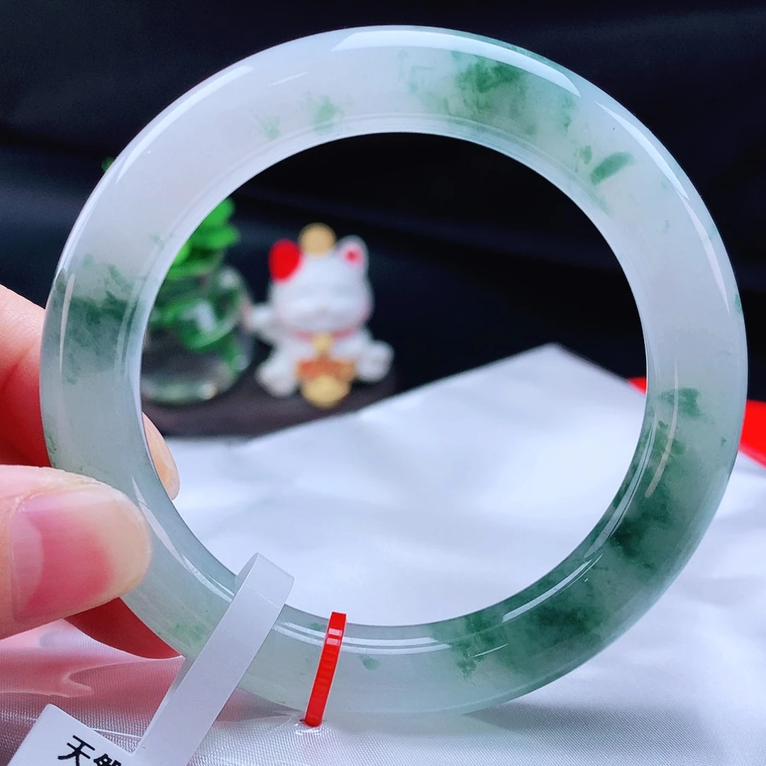 未镶嵌手镯（圆镯）翡翠55胖绿花