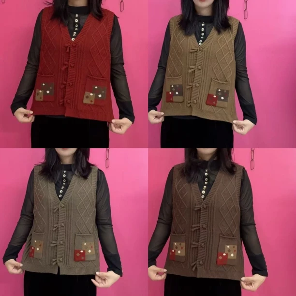 马甲秋季民族风常规款通勤风马夹百搭复古秋冬显瘦