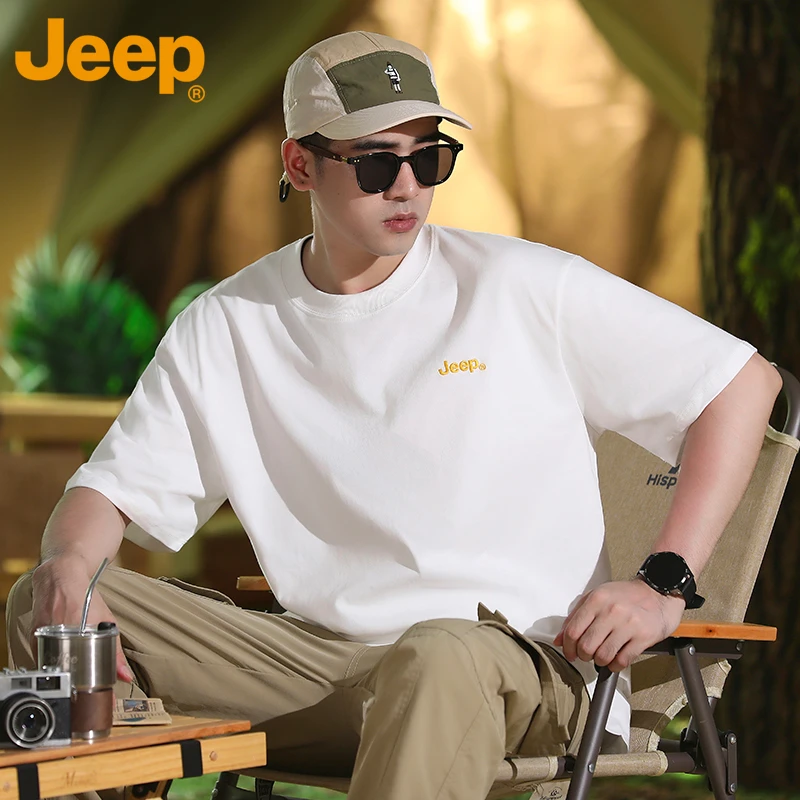 JEEP/吉普高端短袖T恤男士30-40岁高档男装简约体恤夏季正肩上衣
