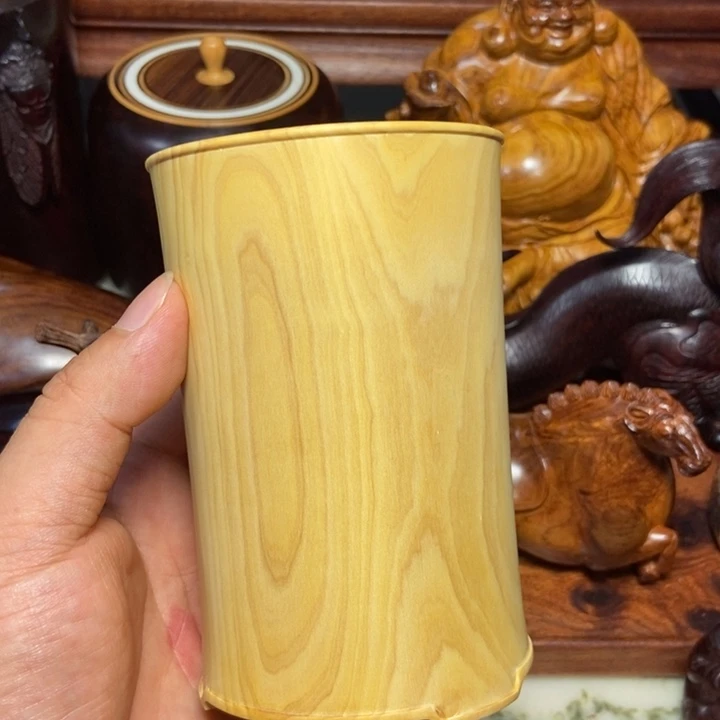 黄杨木笔筒整木挖