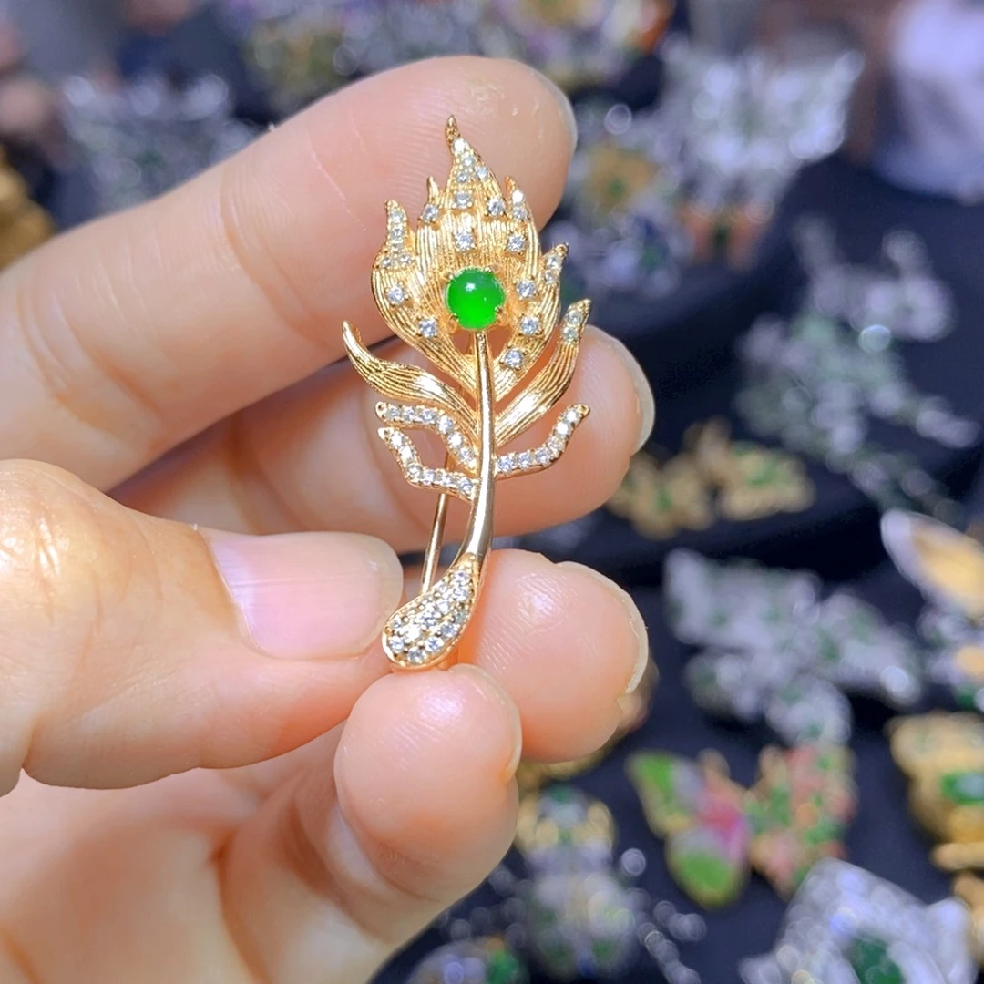 翡翠银S925镶嵌吊坠(不含链)天然翡翠