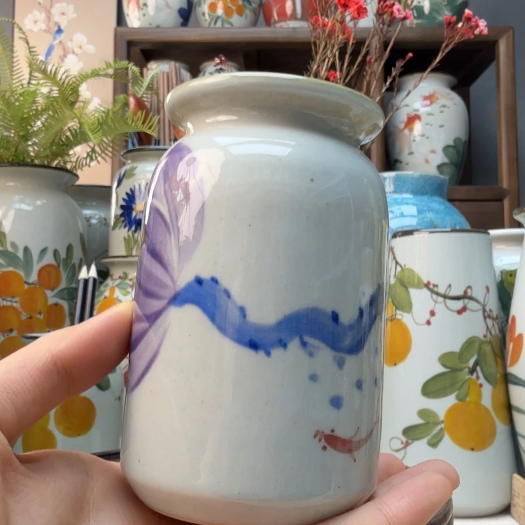 罐景德镇纯手绘花瓶摆件无孔