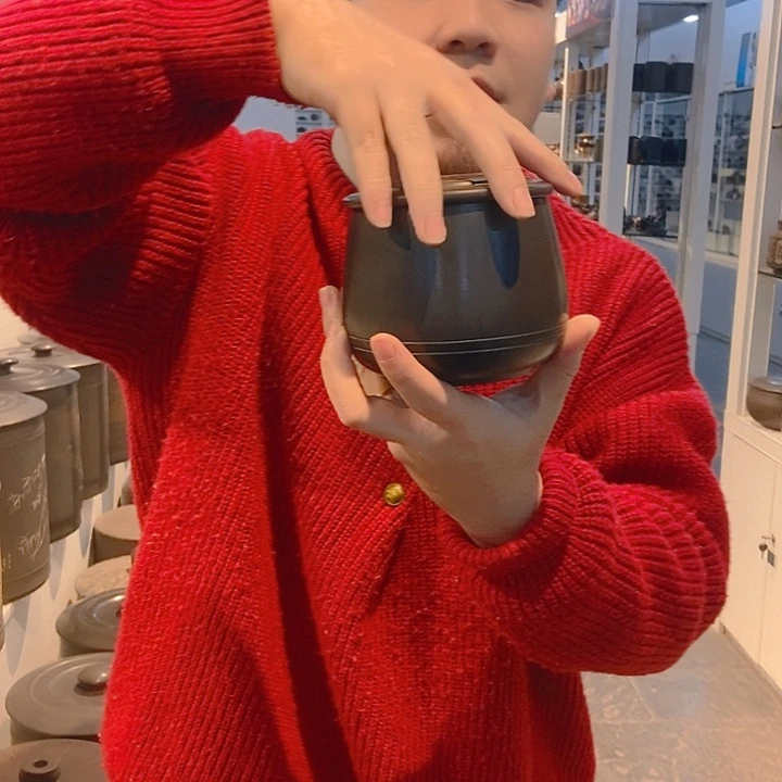 钦州坭兴陶原矿泥茶叶罐四两