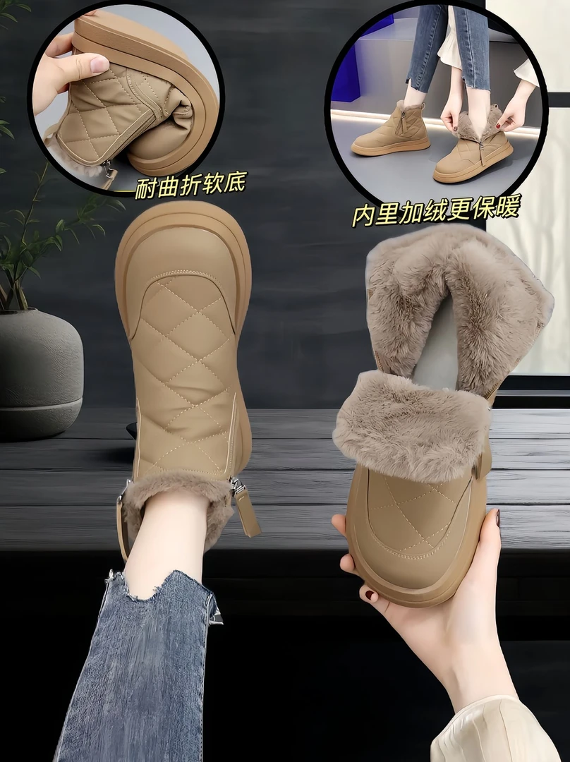 爆款洋气雪地靴女冬季2025新款加绒加厚东北棉鞋防水防滑保暖短靴